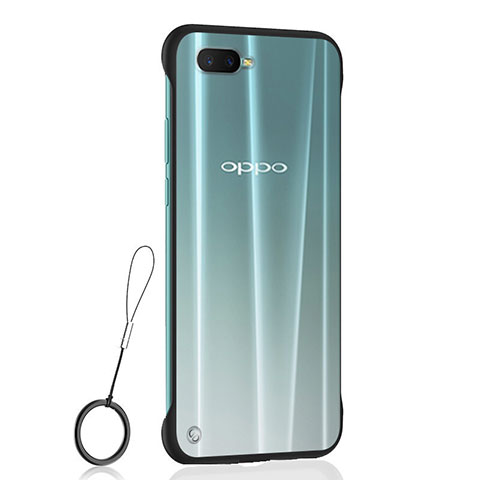 Carcasa Dura Cristal Plastico Funda Rigida Transparente S04 para Oppo R15X Negro