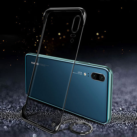 Carcasa Dura Cristal Plastico Funda Rigida Transparente S05 para Huawei P20 Negro