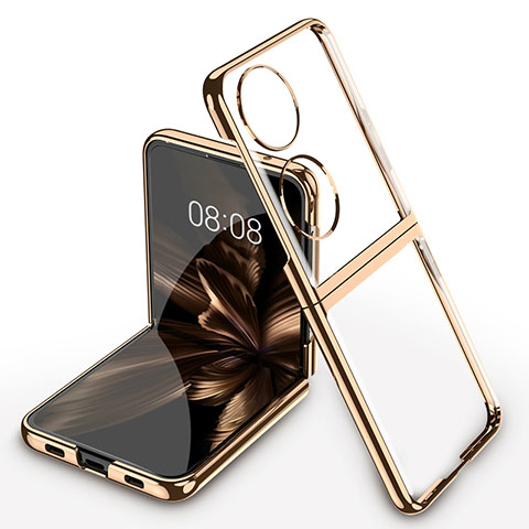 Carcasa Dura Cristal Plastico Rigida Transparente AC1 para Huawei P60 Pocket Oro