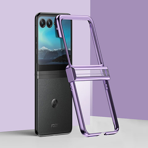 Carcasa Dura Cristal Plastico Rigida Transparente BH1 para Motorola Moto Razr 40 Ultra 5G Morado