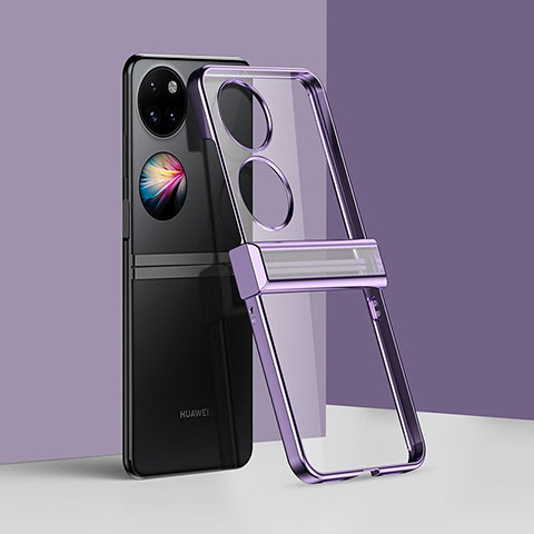 Carcasa Dura Cristal Plastico Rigida Transparente BH2 para Huawei P50 Pocket Morado