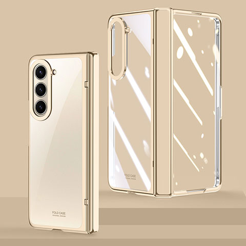 Carcasa Dura Cristal Plastico Rigida Transparente MK2 para Samsung Galaxy Z Fold5 5G Oro