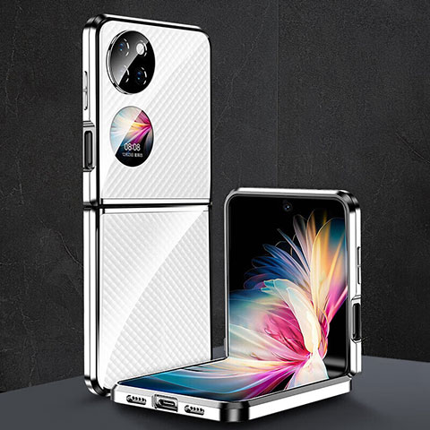 Carcasa Dura Cristal Plastico Rigida Transparente para Huawei P60 Pocket Plata