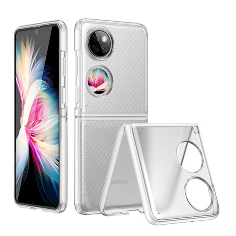Carcasa Dura Cristal Plastico Rigida Transparente QH2 para Huawei P60 Pocket Blanco