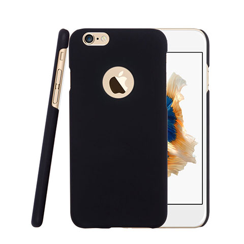 Carcasa Dura Plastico Rigida Mate con Agujero para Apple iPhone 6 Negro