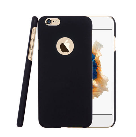 Carcasa Dura Plastico Rigida Mate con Agujero para Apple iPhone 6 Plus Negro