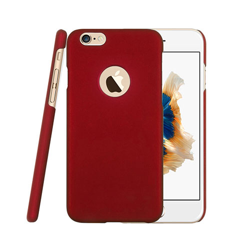 Carcasa Dura Plastico Rigida Mate con Agujero para Apple iPhone 6 Plus Rojo