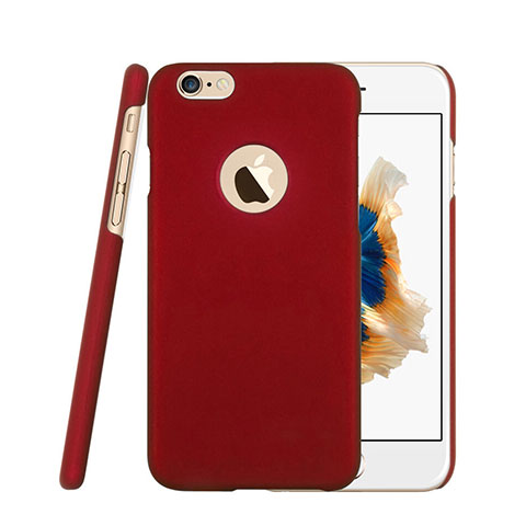 Carcasa Dura Plastico Rigida Mate con Agujero para Apple iPhone 6 Rojo