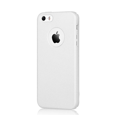 Carcasa Dura Plastico Rigida Mate con Agujero para Apple iPhone SE Blanco