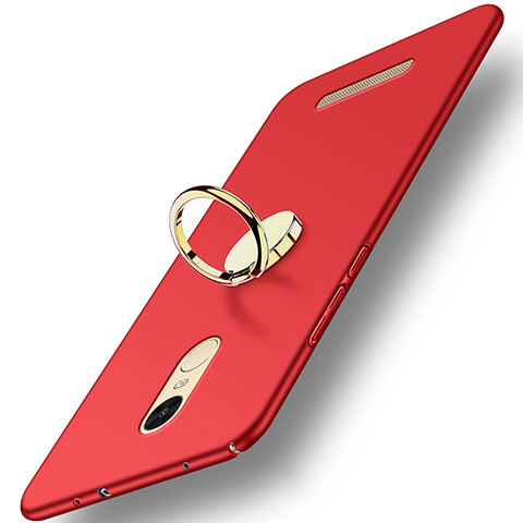 Carcasa Dura Plastico Rigida Mate con Anillo de dedo Soporte A02 para Xiaomi Redmi Note 3 Rojo