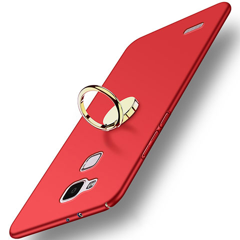 Carcasa Dura Plastico Rigida Mate con Anillo de dedo Soporte A04 para Huawei Mate 7 Rojo