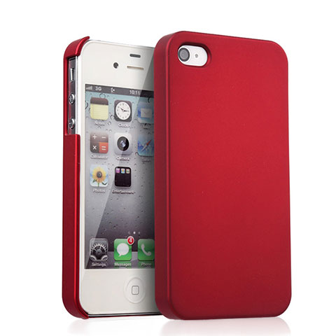 Carcasa Dura Plastico Rigida Mate para Apple iPhone 4 Rojo