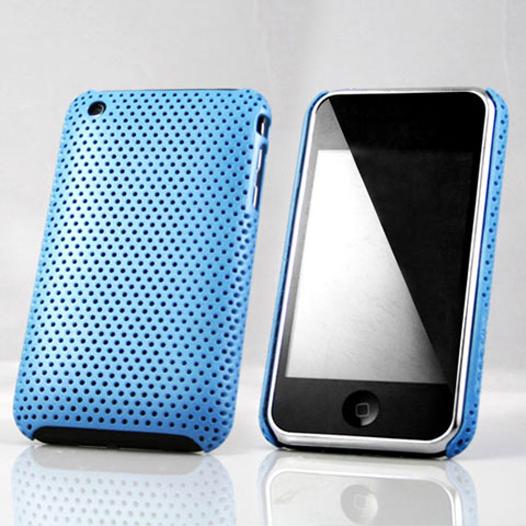 Carcasa Dura Plastico Rigida Perforada para Apple iPhone 3G 3GS Azul Cielo