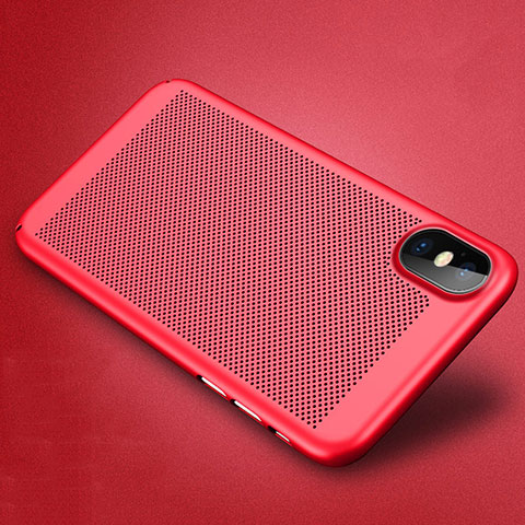 Carcasa Dura Plastico Rigida Perforada para Apple iPhone X Rojo