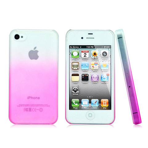Carcasa Dura Plastico Rigida Transparente Gradient para Apple iPhone 4S Rosa