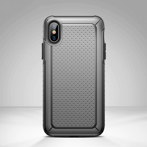 Carcasa Dura Plastico y Silicona Perforada para Apple iPhone X Negro