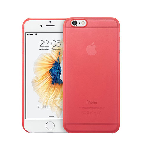 Carcasa Dura Ultrafina Transparente Mate para Apple iPhone 6 Plus Rojo