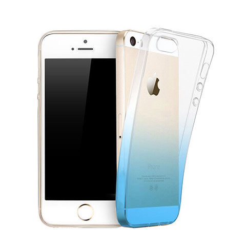 Carcasa Gel Ultrafina Transparente Gradiente para Apple iPhone 5 Azul
