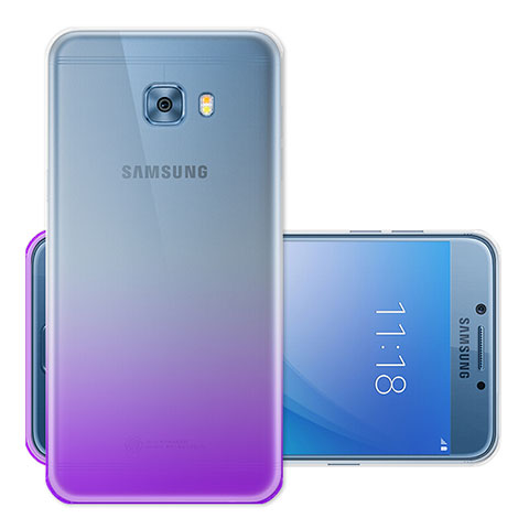 Carcasa Gel Ultrafina Transparente Gradiente para Samsung Galaxy C7 Pro C7010 Morado