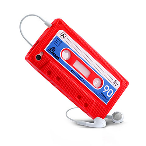 Carcasa Silicona Goma Cassette para Apple iPhone 4 Rojo