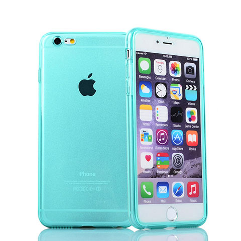 Carcasa Silicona Transparente Cubre Entero para Apple iPhone 6S Plus Azul Cielo