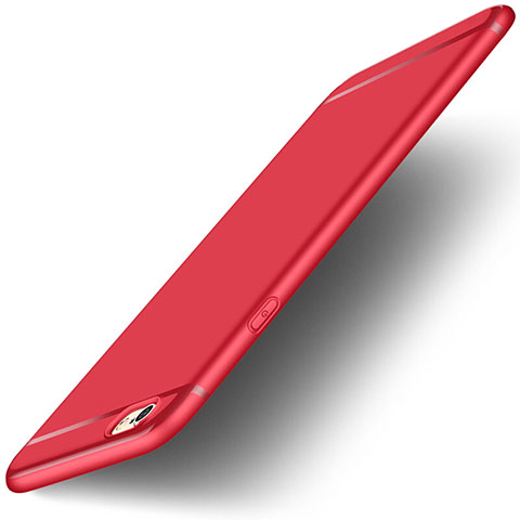 Carcasa Silicona Ultrafina Goma con Anillo de dedo Soporte para Apple iPhone 6 Plus Rojo