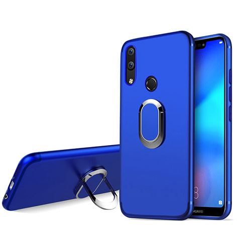 Carcasa Silicona Ultrafina Goma con Anillo de dedo Soporte para Huawei Nova 3e Azul