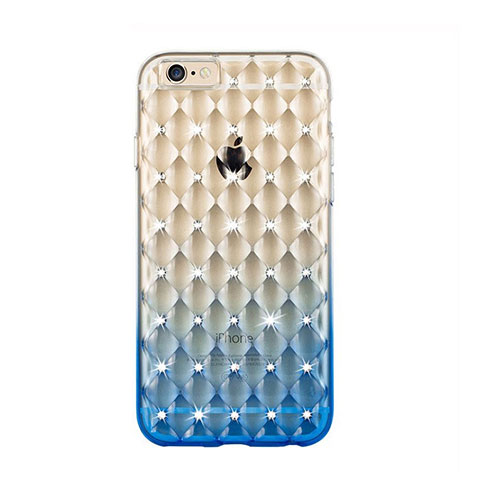 Carcasa Silicona Ultrafina Transparente Gradiente Diamante para Apple iPhone 6S Azul