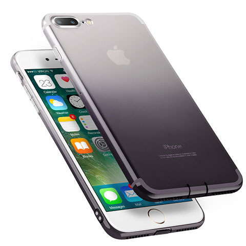 Carcasa Silicona Ultrafina Transparente Gradiente G01 para Apple iPhone 8 Plus Gris