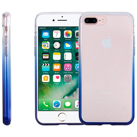 Carcasa Silicona Ultrafina Transparente Gradiente para Apple iPhone 7 Plus Azul