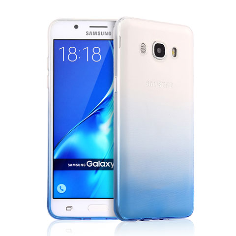 Carcasa Silicona Ultrafina Transparente Gradiente para Samsung Galaxy J5 Duos (2016) Azul