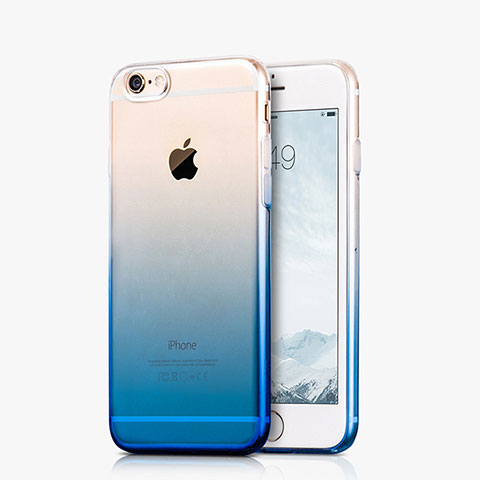 Carcasa Silicona Ultrafina Transparente Gradiente Z01 para Apple iPhone 6 Plus Azul