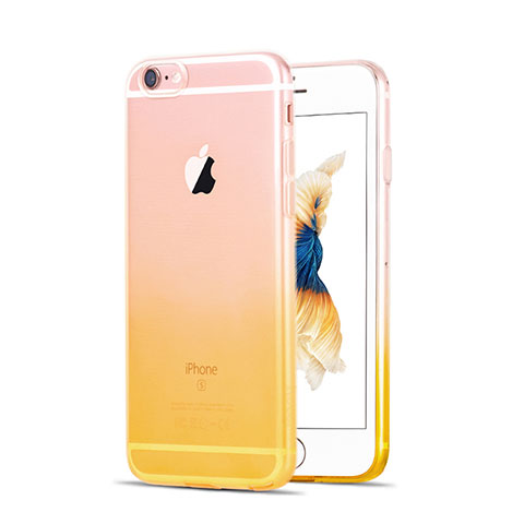 Carcasa Silicona Ultrafina Transparente Gradiente Z01 para Apple iPhone 6S Plus Amarillo