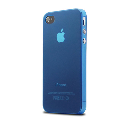 Carcasa Silicona Ultrafina Transparente Mate para Apple iPhone 4 Azul