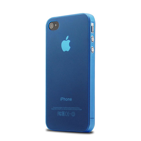 Carcasa Silicona Ultrafina Transparente Mate para Apple iPhone 4S Azul