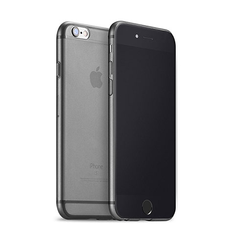 Carcasa Silicona Ultrafina Transparente Mate para Apple iPhone 6S Gris Oscuro