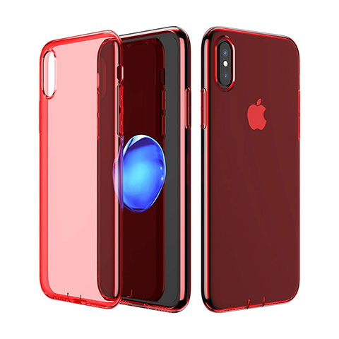 Carcasa Silicona Ultrafina Transparente para Apple iPhone Xs Rojo