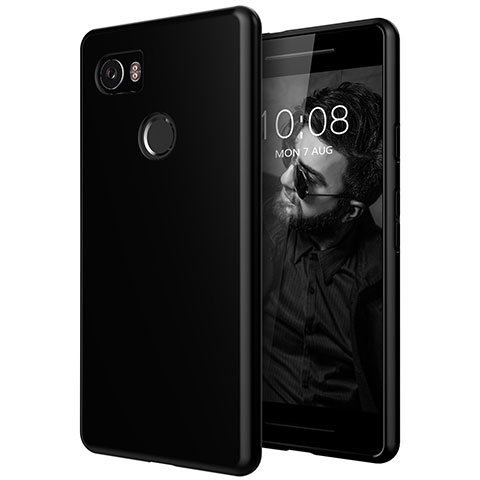 Carcasa Silicona Ultrafina Transparente para Google Pixel 2 XL Negro