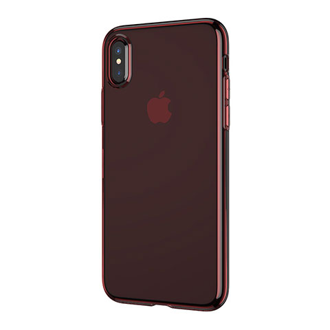 Carcasa Silicona Ultrafina Transparente T06 para Apple iPhone X Rojo