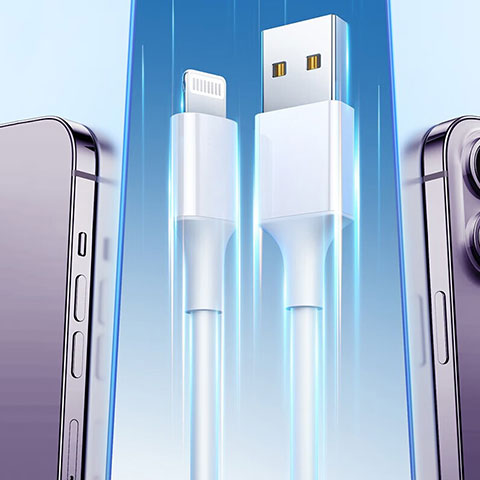 Cargador Cable Lightning USB Carga y Datos H01 para Apple iPad Pro 12.9 (2018) Blanco