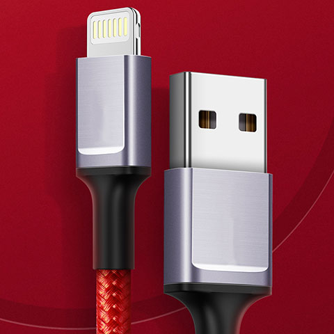 Cargador Cable USB Carga y Datos C03 para Apple iPad Air 4 10.9 (2020) Rojo