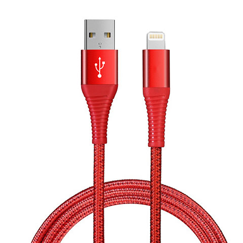 Cargador Cable USB Carga y Datos D14 para Apple iPhone Xs Rojo