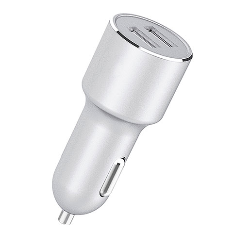 Cargador de Mechero 4.2A Adaptador Coche Doble Puerto USB Carga Rapida Universal Plata