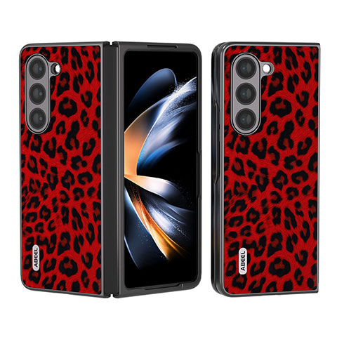 Funda Bumper Lujo Cuero y Plastico Mate Carcasa A01D para Samsung Galaxy Z Fold5 5G Rojo