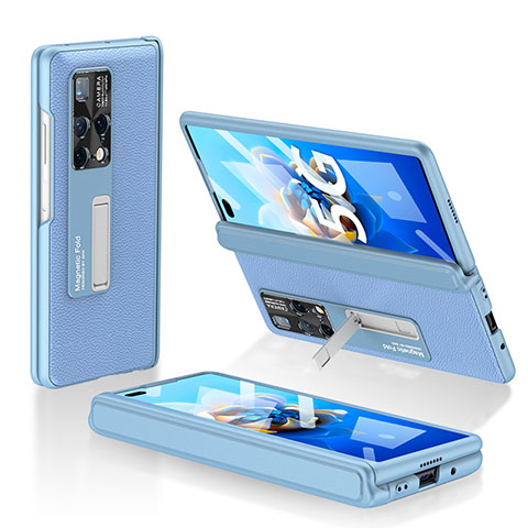 Funda Bumper Lujo Cuero y Plastico Mate Carcasa AC1 para Huawei Mate X2 Azul