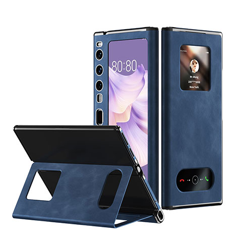 Funda Bumper Lujo Cuero y Plastico Mate Carcasa AC2 para Huawei Mate Xs 2 Azul