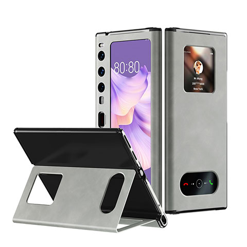 Funda Bumper Lujo Cuero y Plastico Mate Carcasa AC2 para Huawei Mate Xs 2 Gris