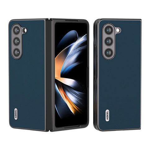 Funda Bumper Lujo Cuero y Plastico Mate Carcasa AD3 para Samsung Galaxy Z Fold5 5G Azul