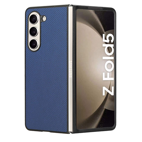 Funda Bumper Lujo Cuero y Plastico Mate Carcasa AD5 para Samsung Galaxy Z Fold5 5G Azul