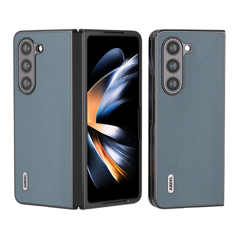 Funda Bumper Lujo Cuero y Plastico Mate Carcasa AD8 para Samsung Galaxy Z Fold5 5G Gris